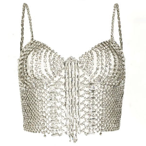Sequin Shiny Crystal Chain Tank Top
