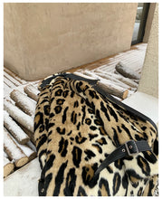 Load image into Gallery viewer, Long Leopard Print Warm Fluffy Faux Fur Trench Coat