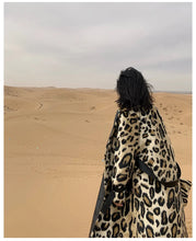 Load image into Gallery viewer, Long Leopard Print Warm Fluffy Faux Fur Trench Coat