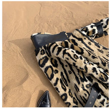 Load image into Gallery viewer, Long Leopard Print Warm Fluffy Faux Fur Trench Coat