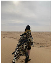 Load image into Gallery viewer, Long Leopard Print Warm Fluffy Faux Fur Trench Coat