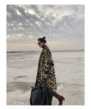 Load image into Gallery viewer, Long Leopard Print Warm Fluffy Faux Fur Trench Coat