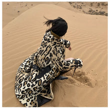 Load image into Gallery viewer, Long Leopard Print Warm Fluffy Faux Fur Trench Coat