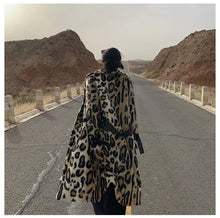 Load image into Gallery viewer, Long Leopard Print Warm Fluffy Faux Fur Trench Coat