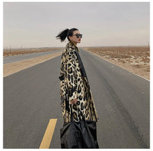 Load image into Gallery viewer, Long Leopard Print Warm Fluffy Faux Fur Trench Coat