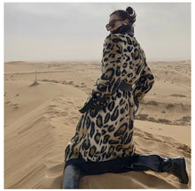 Load image into Gallery viewer, Long Leopard Print Warm Fluffy Faux Fur Trench Coat