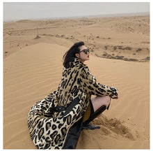 Load image into Gallery viewer, Long Leopard Print Warm Fluffy Faux Fur Trench Coat