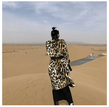 Load image into Gallery viewer, Long Leopard Print Warm Fluffy Faux Fur Trench Coat