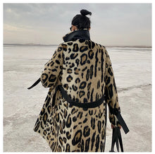 Load image into Gallery viewer, Long Leopard Print Warm Fluffy Faux Fur Trench Coat