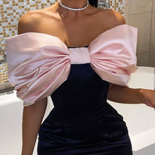 Load image into Gallery viewer, off-Shoulder Bows Tight Dress