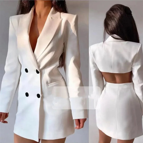 Elegant Blazer Solid Double Breasted