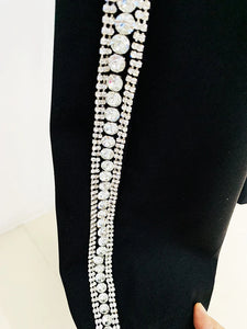 Designer Jacket Diamonds Crystal Beaded Blazer Straight Pants