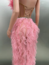 Load image into Gallery viewer, Pink Ruffles Sexy Strapless Mini Tops Two-Pieces Set Dress