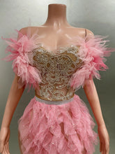 Load image into Gallery viewer, Pink Ruffles Sexy Strapless Mini Tops Two-Pieces Set Dress