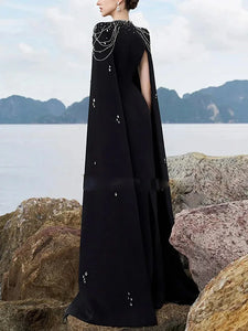 Cape Sleeve Floor Length Maxi Long Dress