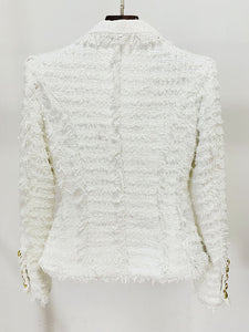 White Woolen Blazer Jacket