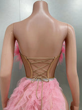 Load image into Gallery viewer, Pink Ruffles Sexy Strapless Mini Tops Two-Pieces Set Dress