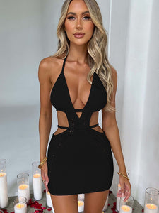 Out Halter Sexy Mini Dress