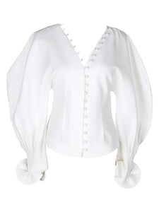 Waist Short White Blouse