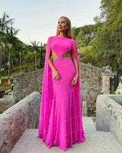 Load image into Gallery viewer, Hot Pink Matte Satin Evening Dress