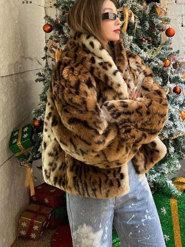 Leopard Print Faux Fur Coat