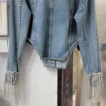 Load image into Gallery viewer, High Quality Luxury Chain Tassel Drop Diamond Denim Jacket