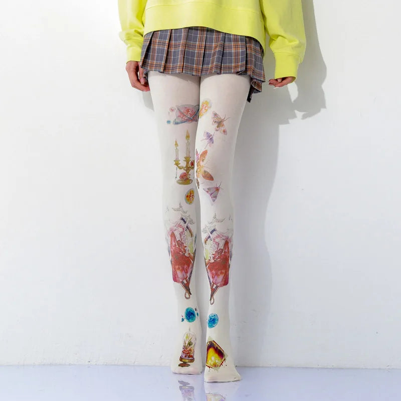 Retro Oil Painting Printed Tights