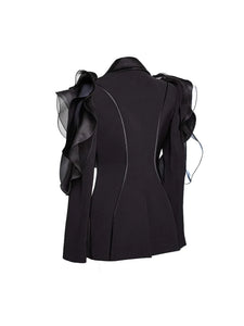 Three Dimensional Ruffled Black Blazer