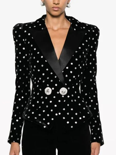 Shimmer Polka Dot Velvet Blazer