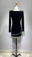 Load image into Gallery viewer, Sexy Long Sleeve Mesh Snake  Velvet Mini Bodycon