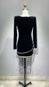 Sexy Long Sleeve Mesh Snake  Velvet Mini Bodycon