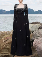 Load image into Gallery viewer, Cape Sleeve Floor Length Maxi Long Dress