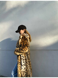 Thick Leopard Fluffy Faux Fur Coat