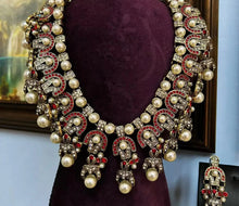 Load image into Gallery viewer, Luxury Large Glass Pearl Rhinestone Vintage Necklace Earrings