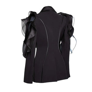 Three Dimensional Ruffled Black Blazer