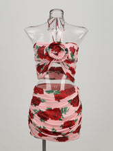 Load image into Gallery viewer, New Summer Floral Print Cropped Top+Mini Skirt