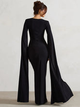 Load image into Gallery viewer, Long Cape Sleeve Split Maxi Dress