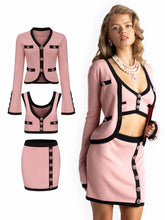 Load image into Gallery viewer, Elegant Pink Bandage Three Piece Set