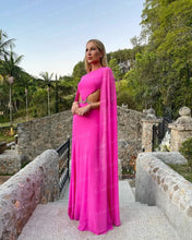 Load image into Gallery viewer, Hot Pink Matte Satin Evening Dress