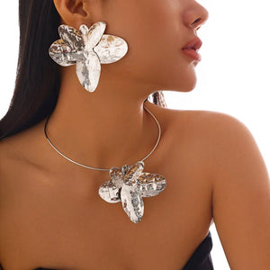 Necklace Petal Stud Earrings  Set