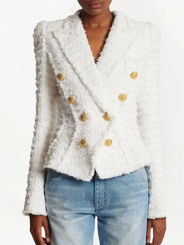 White Woolen Blazer Jacket