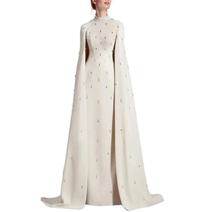 Train Ivory Floor-Length Evening Dress