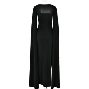 Long Cape Sleeve Split Maxi Dress