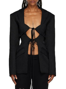 Hollow Out Irregular Blazer