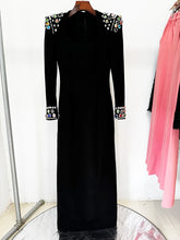 Load image into Gallery viewer, Long Sleeve Colors Diamonds Rhinestone Beaded Long Maxi Dress