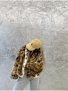 Leopard Print Faux Fur Coat