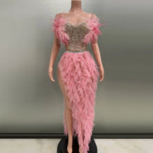 Load image into Gallery viewer, Pink Ruffles Sexy Strapless Mini Tops Two-Pieces Set Dress