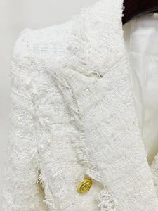 White Woolen Blazer Jacket