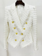 Load image into Gallery viewer, White Woolen Blazer Jacket