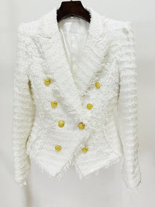 White Woolen Blazer Jacket